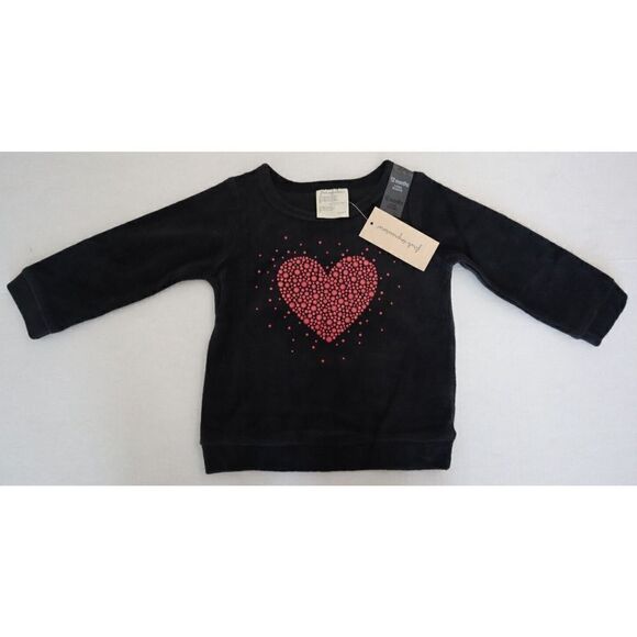 First Impressions Baby Girl's Sz 12 Months Black Love Sparkle Velour L/S Top - Picture 1 of 4